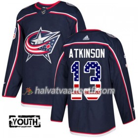 Lasten NHL Blue Jackets Pelipaita Cam Atkinson 13 Adidas 2017-2018 MarineSininen USA Flag Fashion Authentic